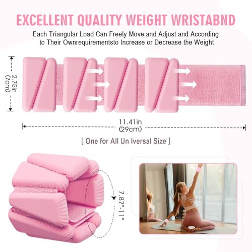 Pink Adjustable Wrist & Ankle Weights Set for Women - Weighted Bangles for Fitness & Exercise