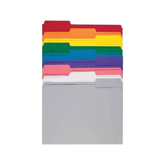 Staples File Folders, 1/3-Cut Tab, Assorted Position, Letter Size, Perfect for Home, Office, Classroom, 250-Pack, Assorted Colors