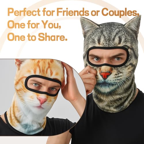 3D Cat Ski Mask with Ears - 2 Pack Funny Animal Balaclava