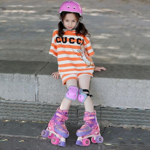 METROLLER Girls Purple Adjustable Roller Skates with Light-Up Wheels, Size 10C-13C US