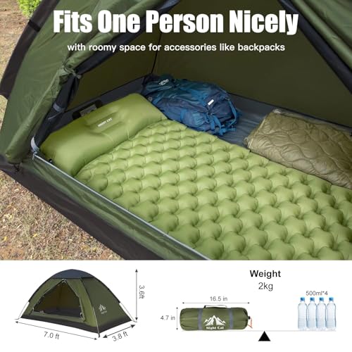 Night Cat Army Green Single Person Backpacking Tent 7x3.8ft Waterproof Lightweight