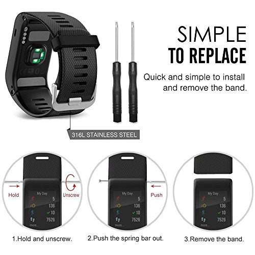 Soft Silicone Replacement Band for Garmin Vivoactive HR - Black