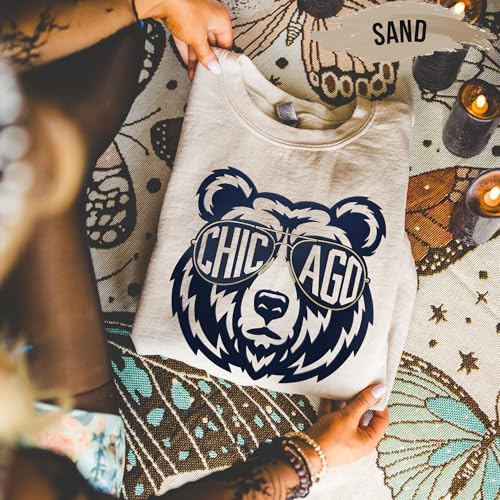 Chicago Bears Sweatshirt - Bold Bear Graphic, Small Sand