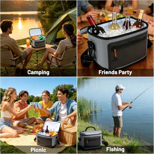 Cliduli Grey 14-Liter Insulated Leakproof Soft Cooler Bag - Medium (16-Can)