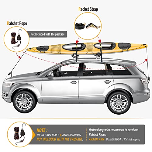 J-Bar Roof Rack Carrier with 16 Ft Ratchet Straps - Black