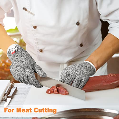 15 Pairs Cut Resistant Gloves Level 5 Protection Cutting Anti Cut Gloves for Kitchen Fish Slicing and More (Large)