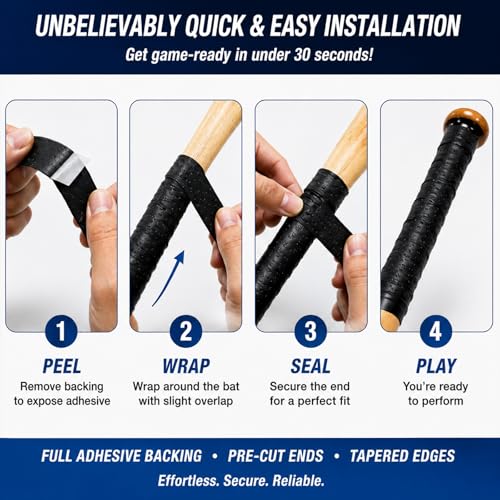 Baseball Bat Grip Tape - Slip-Resistant Black Softball Grip