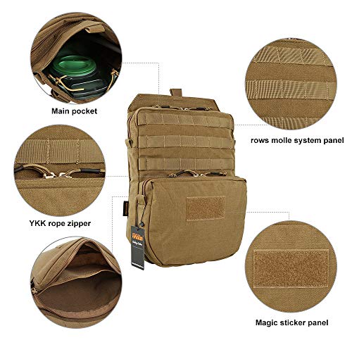 Coyote Brown Hydration Pack with 3L Water Bladder - Tactical MOLLE System
