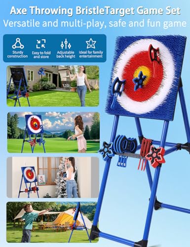 Backyard Axe Throwing Game Set - 8 Axes & 8 Darts, Blue