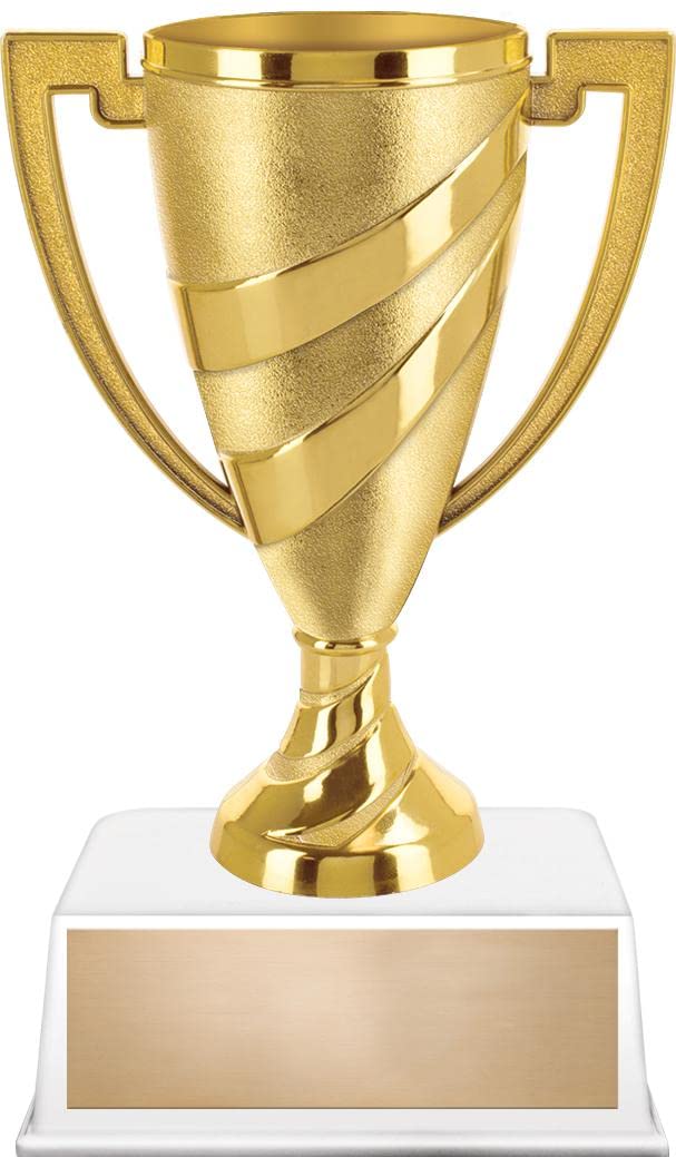 Crown Awards Custom Gold Cup Trophy, 8.4" Gold Cup Recognition Trophy Award On Contemporary Base, 5 Pack Prime