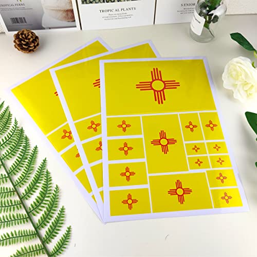 QQSD New Mexico Flag Sticker Decal in Multiple Sizes, 3 Pack, 11.7 x 8.3 Inches