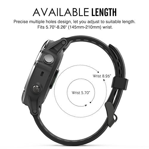 Silicone Watch Band for Garmin Fenix 3/5X - Black - 1 Pack