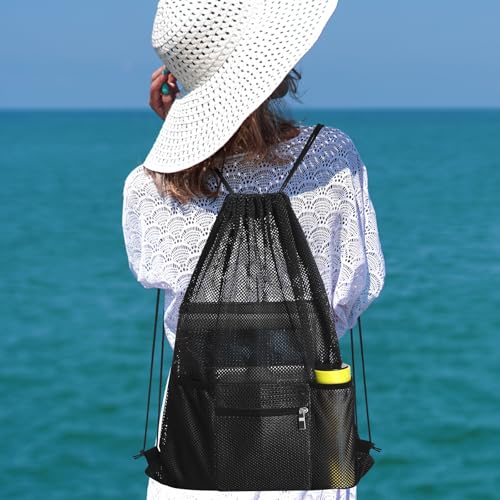 NATURAL STYLE Mesh Drawstring Backpack Bag, Gym Sports Bag with