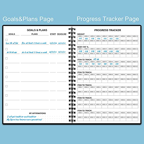 A5 Fitness Planner - Workout Log Book for Weight Loss & Gym - Black