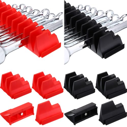 36 Pcs Modular Wrench Organizer Holder 2 Sets Magnetic Wrench Organizers Storage Magnetic Modular Tool Racks for Tool Box Drawer Organization Storage Gift for Father Brother(Red&black)
