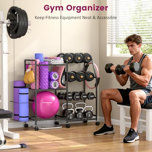 Dumbbell Rack with Wheels and Hooks - Standard Exercise Storage