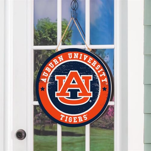 Auburn University Welcome Sign - 18" Round Wooden Door Decor