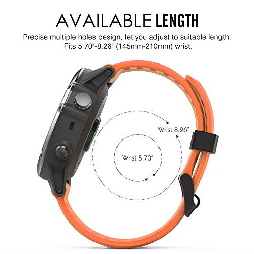 26mm Silicone Watch Band for Garmin Fenix 3/5X - Orange