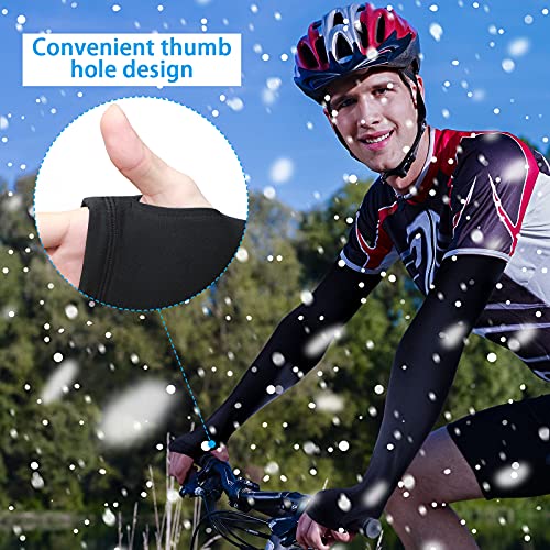 Skylety 2 Pairs Thermal Arm Sleeves Cycling Warmer – Black, Large