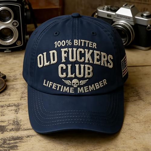 Distressed Vintage Baseball Cap - Old Fuckers Club - Blue