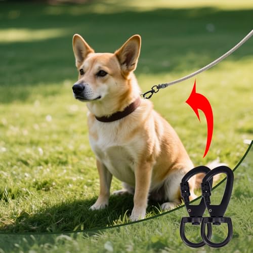 Heavy-Duty Dog Leash Clips - 2 Pack Locking Swivel Ring - Black