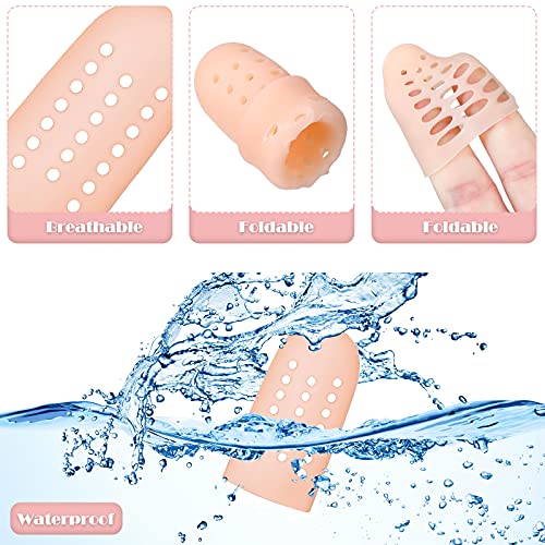 20 Pcs Silicone Finger Cots - Breathable Gel Caps for Eczema - Nude Color