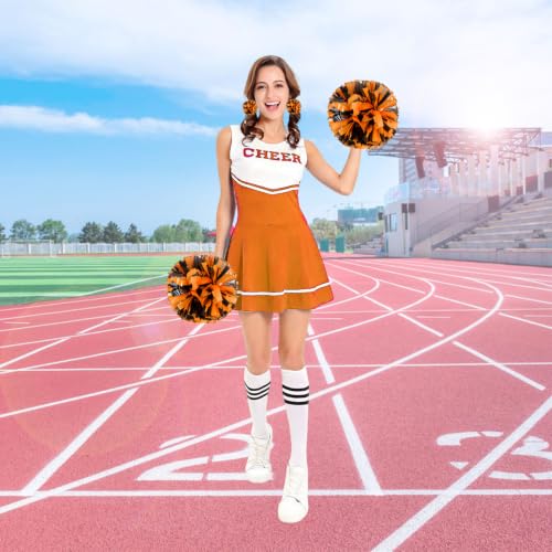 Hooshing 5PCS Cheerleading Pom Poms and Cheerleader Hair Ties with