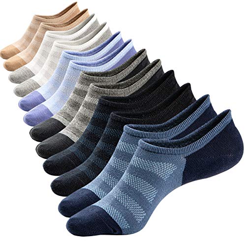 Mottee&Zconia No Show Ankle Socks 6-Pack Mesh Strips for Men, Low Cut Casual Anti-Slip Cotton