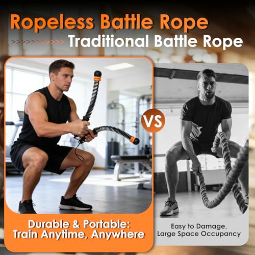 Weighted Ropeless Battle Rope - Adjustable Cordless - Black & Orange