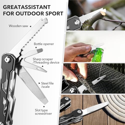 Wuwrll 16-in-1 Multitool Pocket Knife with Locking Safety, Stainless Steel Camping & Survival Tool - Variation 1