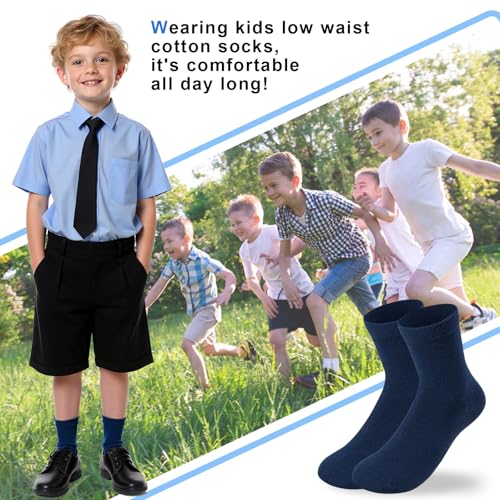 Kids Crew Socks 8-10 Years Navy Seamless Toe School Uniform Socks Boys Girls