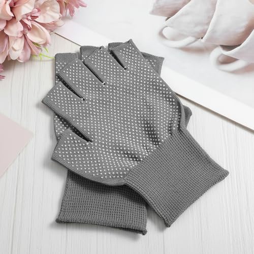 6 Pack Half-Finger Workout Gloves - Grey, Breathable & Anti-Slip