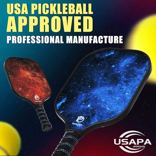 Pickleball Paddles Set of 4 - USAPA Approved, Fiberglass/Graphite, Blue & Red