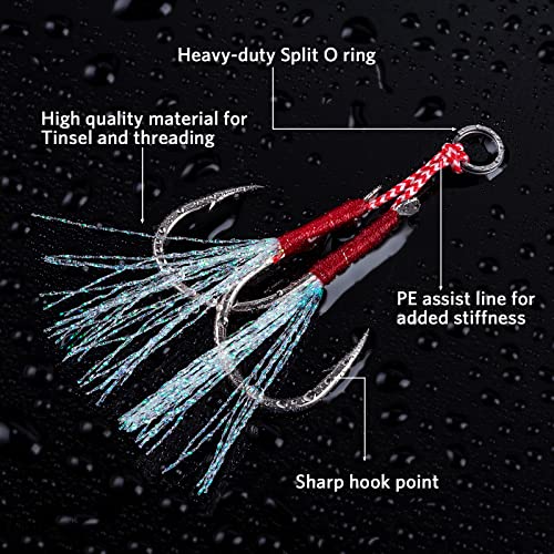 Double Fishing Assist Hooks Kit - Red #2/0 (5pcs) for Jigging