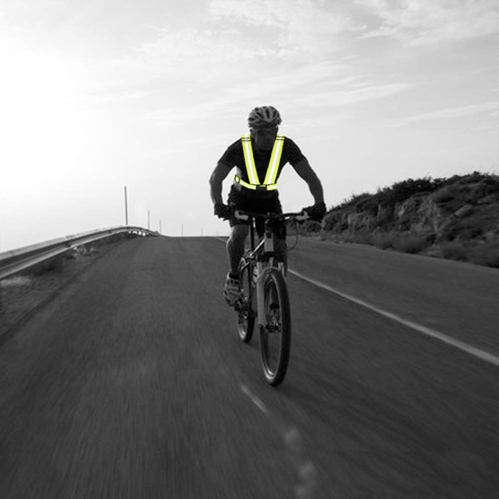 AYKRM Reflective Vest with Hi Vis Bands, Fully Adjustable & Multi-Purpose: Running, Cycling, Motorcycle Safety, Dog Walking - High Visibility (Yellow, S-XL)