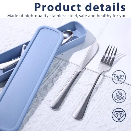 Portable Stainless Steel Utensil Set with Case - Blue