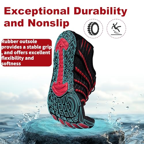 Flexwin Water Shoes for Women & Men - Barefoot Quick Dry Pool Shoes, 8 Wide Women / 6 Wide Men, Black