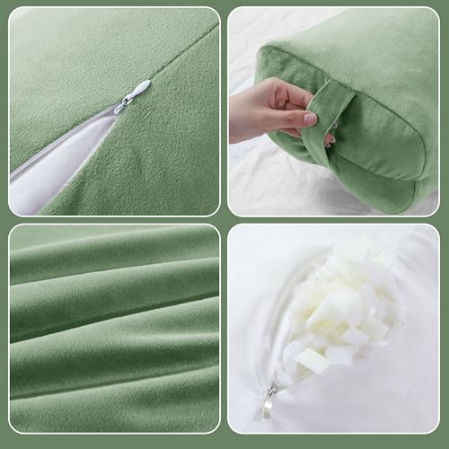 Yoga Bolster Pillow for Meditation - Green Velvet Support Cushion