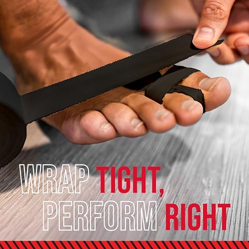 Athletic Trainers Tape - 1-Inch x 30-Foot Cotton Sports Wrap for Boxing - Black