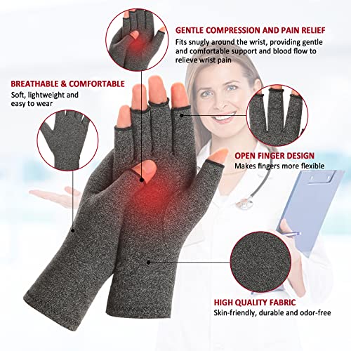 Arthritis Compression Gloves for Pain Relief - Medium Brown & Grey