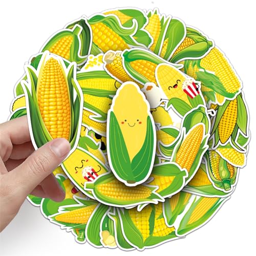 50-Piece Aesthetic Vinyl Corn Stickers Pack - Waterproof Decals