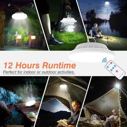 LeKaufen 2 Pack Solar Camping Lantern with Remote Waterproof Hanging Tent Light