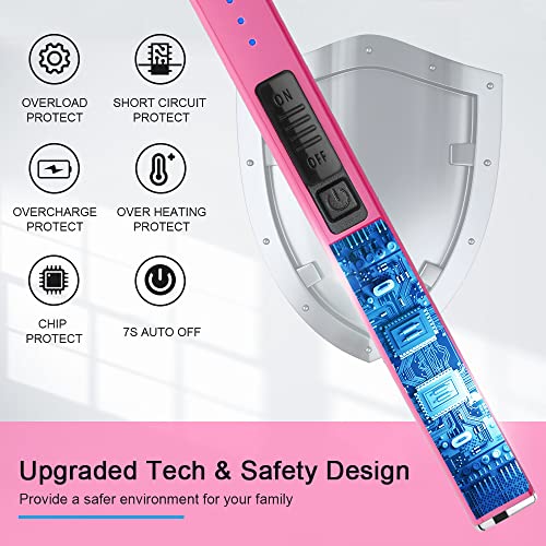Rechargeable Electric Candle Lighter - Pink, Windproof & Flameless