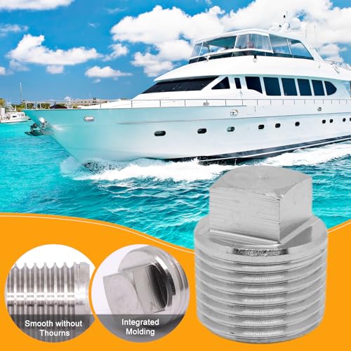 304 Stainless Steel 1/2" NPT Boat Drain Plug - Silver 2pcs