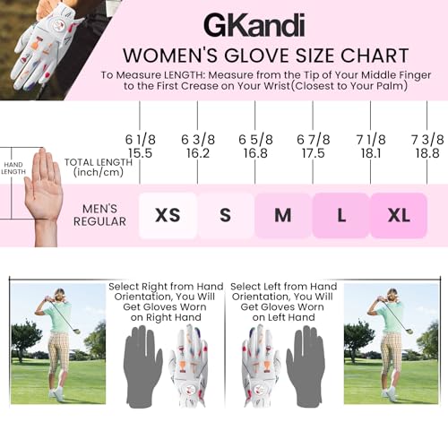 GKandi Women's Golf Glove with Magnetic Ball Marker - WineCup Medium, Left Hand, All Weather, Breathable, Stylish Set with Tee & Divot Tool