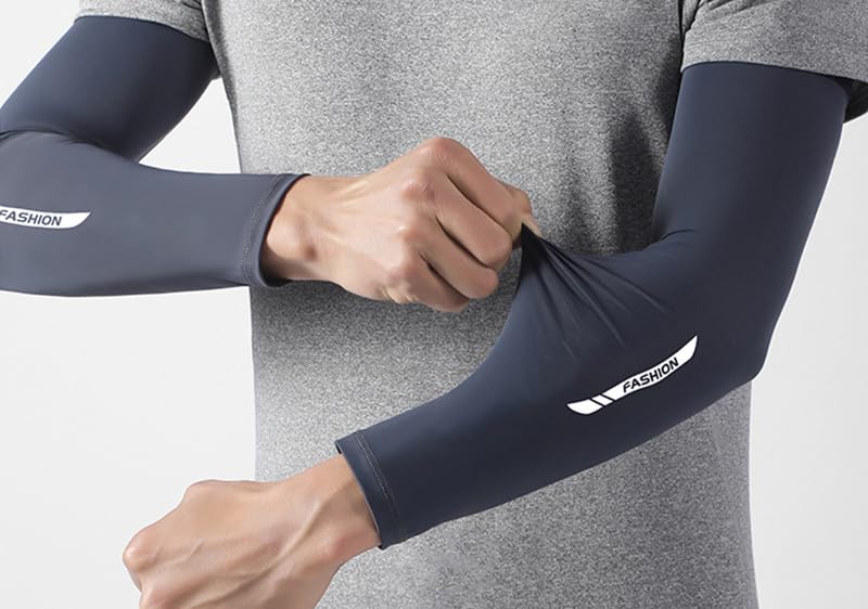 3 Pairs Compression Sun Protection Arm Sleeves - Black/Navy/Light Gray