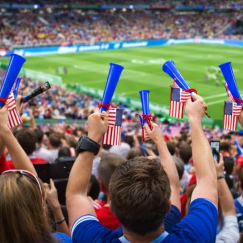 3 Pack American Flag Stadium Horns - Loud Plastic Noise Makers