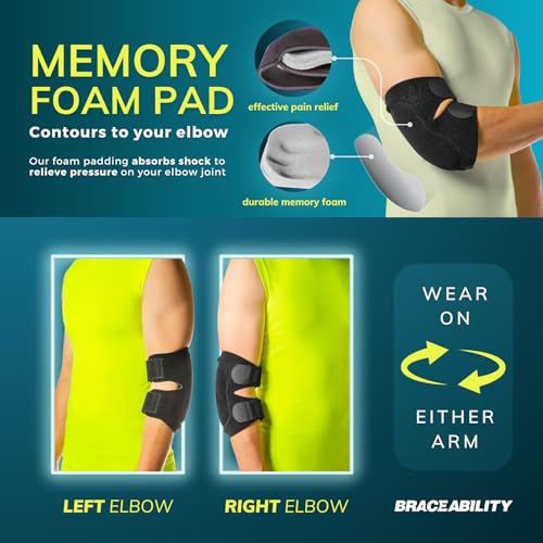 BraceAbility L/XL Elbow Brace for Bursitis & Tendonitis Pain Relief Compression Support