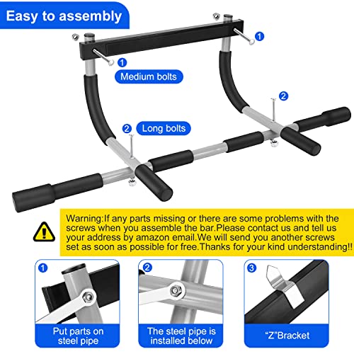 Heavy-Duty Doorway Pull Up Bar with Padded Grips for Home Gym