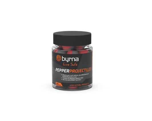 Byrna Pepper Projectiles - Self Defense Pepper Projectile Rounds for Byrna Launchers, Non-Lethal Pepper Spray Balls | 1% OC + 4% PAVA | .68 Caliber (25 Count)